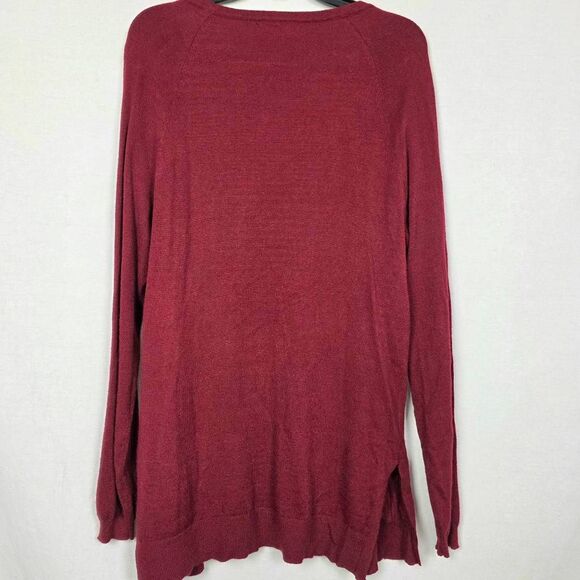 Love Tree Maroon Open Front Long Cardigan Large - Picture 3 of 6